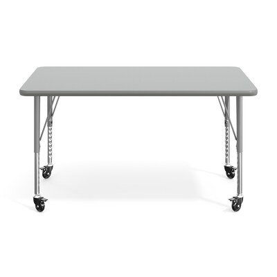 Flash Furniture Wren Rectangular Activity Table, 48" x 24", Height Adjustable, Gray Top/Silver Frame (XUA2448RECGTPC)