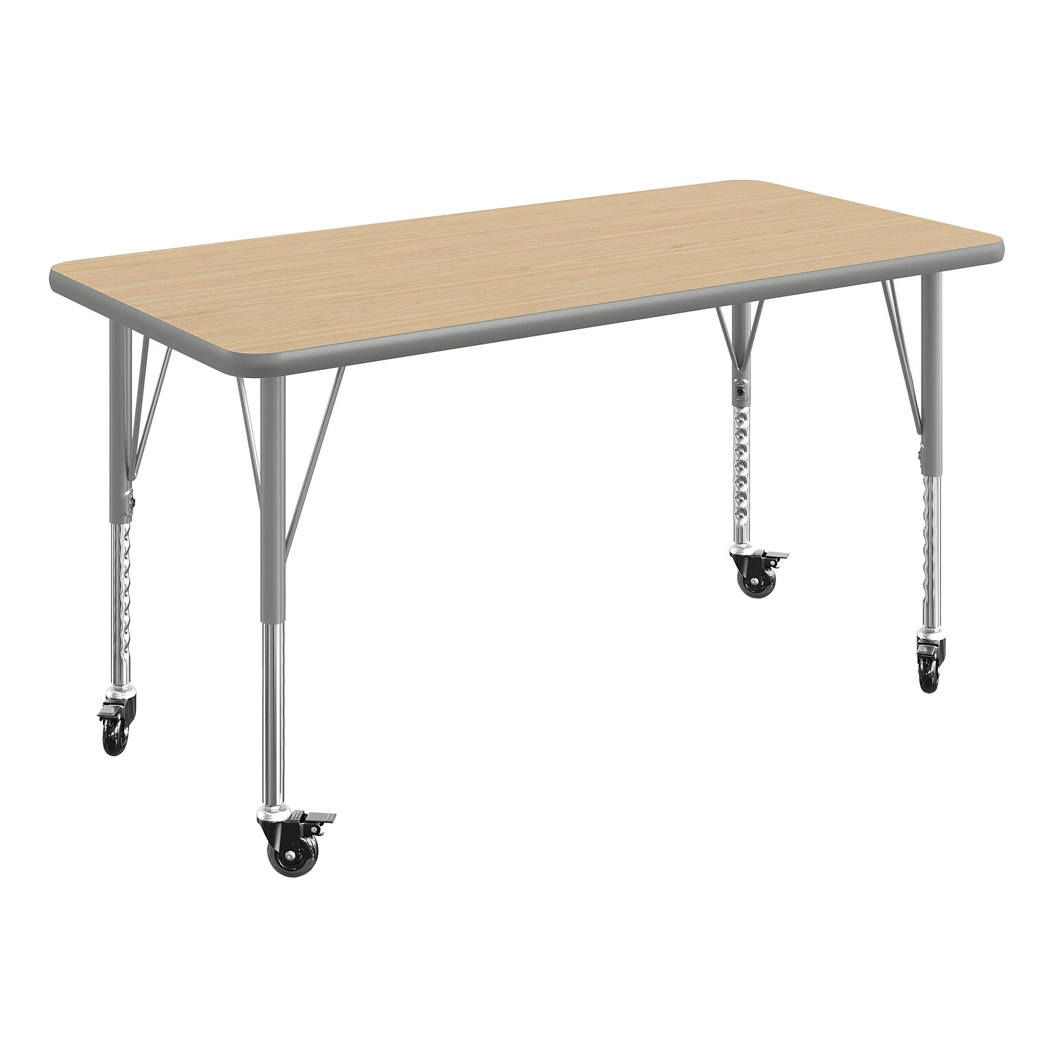 Flash Furniture Wren Rectangular Activity Table, 48 x 24, Height Adjustable, Light Natural Top/Silver Frame (XUA2448RECLNTPC)