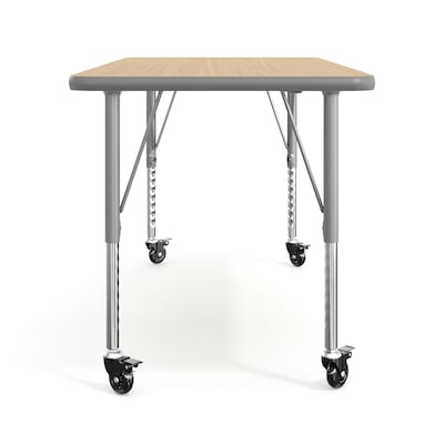 Flash Furniture Wren Rectangular Activity Table, 48" x 24", Height Adjustable, Light Natural Top/Silver Frame (XUA2448RECLNTPC)