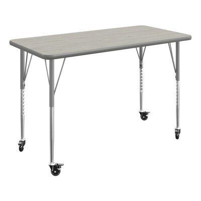 Flash Furniture Wren Rectangular Activity Table, 48 x 24, Height Adjustable, Light Gray Top/Silver Frame (XUA2448RECLGTAC)
