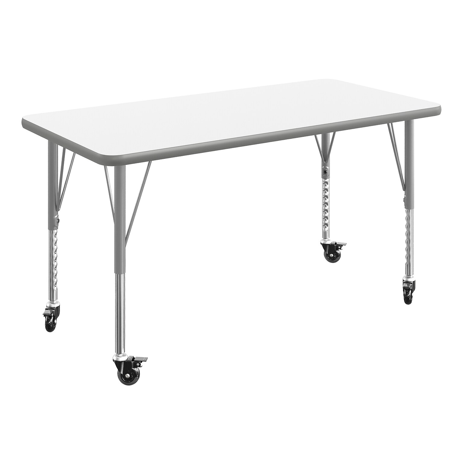 Flash Furniture Wren Rectangular Activity Table, 48 x 24, Height Adjustable, White Top/Silver Frame (XUA2448RECWHTPC)