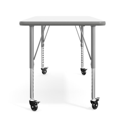 Flash Furniture Wren Rectangular Activity Table, 48" x 24", Height Adjustable, White Top/Silver Frame (XUA2448RECWHTPC)