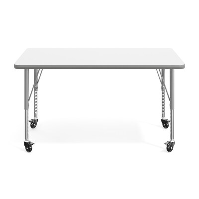 Flash Furniture Wren Rectangular Activity Table, 48" x 24", Height Adjustable, White Top/Silver Frame (XUA2448RECWHTPC)