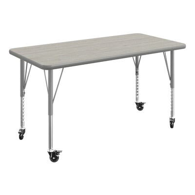 Flash Furniture Wren Rectangular Activity Table, 48 x 24, Height Adjustable, Light Gray Top/Silver Frame (XUA2448RECLGTPC)