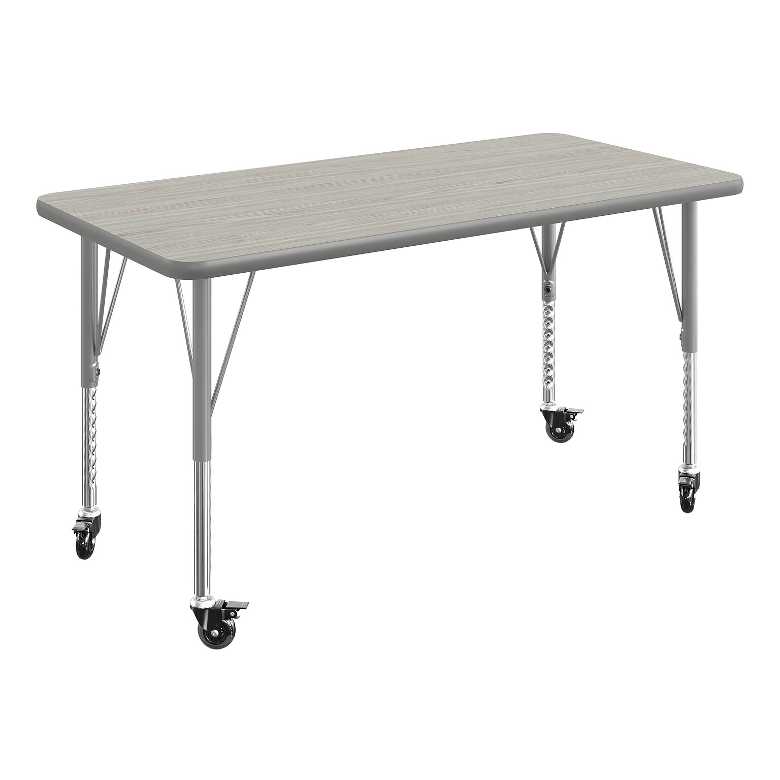 Flash Furniture Wren Rectangular Activity Table, 48 x 24, Height Adjustable, Light Gray Top/Silver Frame (XUA2448RECLGTPC)
