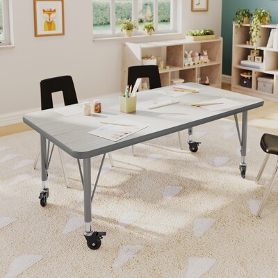 Flash Furniture Wren Rectangular Activity Table, 48 x 24, Height Adjustable, Light Gray Top/Silver Frame (XUA2448RECLGTPC)