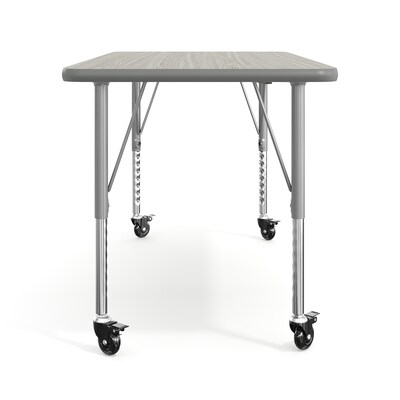 Flash Furniture Wren Rectangular Activity Table, 48" x 24", Height Adjustable, Light Gray Top/Silver Frame (XUA2448RECLGTPC)