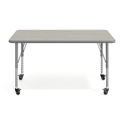 Flash Furniture Wren Rectangular Activity Table, 48" x 24", Height Adjustable, Light Gray Top/Silver Frame (XUA2448RECLGTPC)