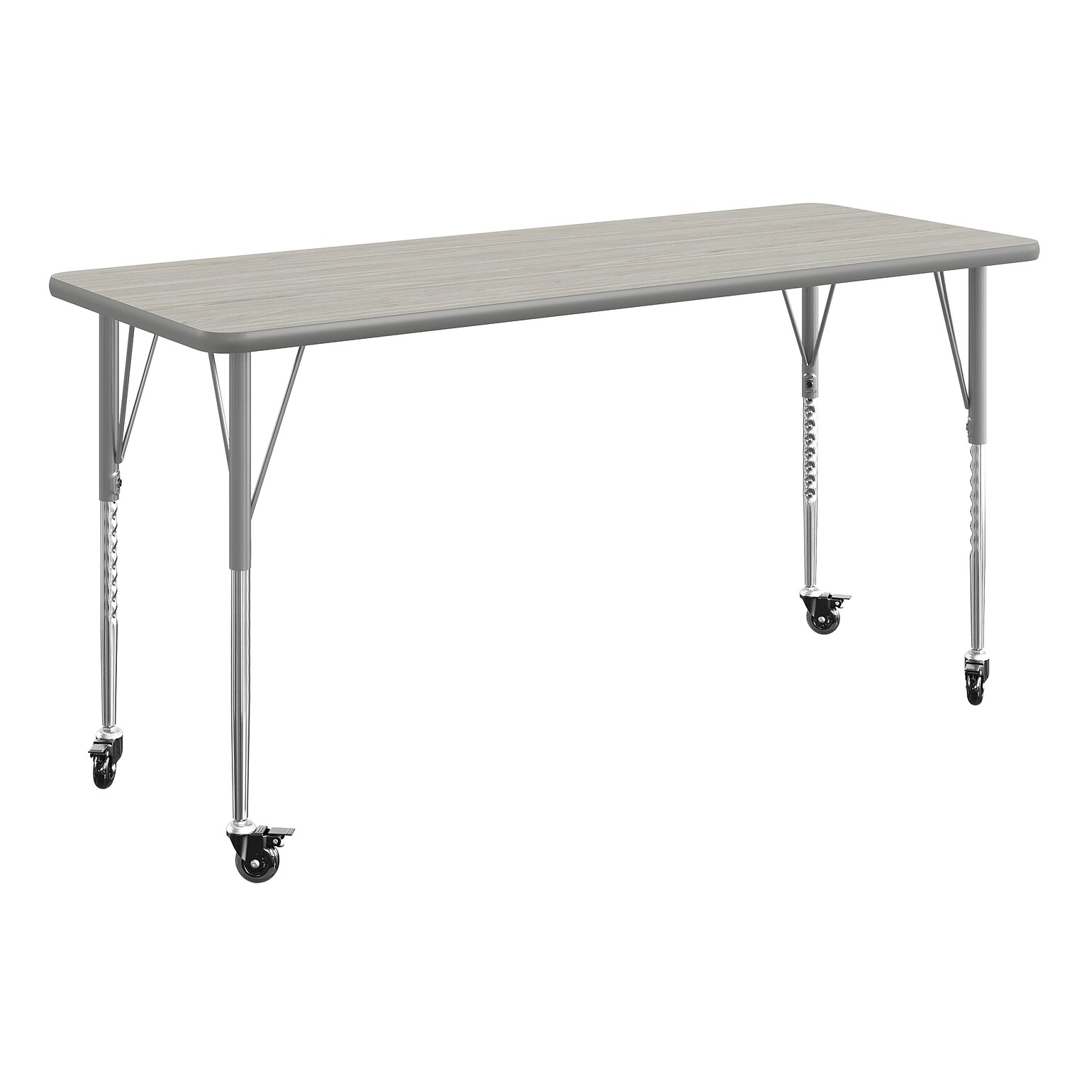 Flash Furniture Wren Rectangular Activity Table, 60 x 24, Height Adjustable, Light Gray Top/Silver Frame (XUA2460RECLGTAC)