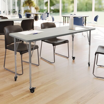 Flash Furniture Wren Rectangular Activity Table, 60 x 24, Height Adjustable, Light Gray Top/Silver Frame (XUA2460RECLGTAC)
