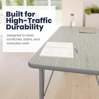 Flash Furniture Wren Rectangular Activity Table, 60" x 24", Height Adjustable, Light Gray Top/Silver Frame (XUA2460RECLGTAC)