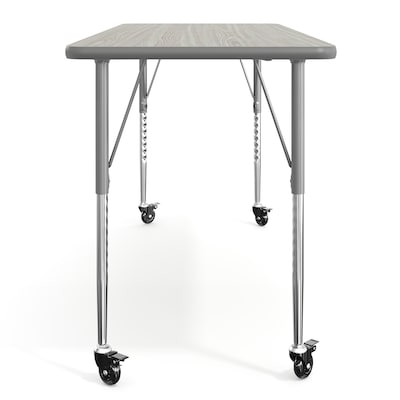 Flash Furniture Wren Rectangular Activity Table, 60" x 24", Height Adjustable, Light Gray Top/Silver Frame (XUA2460RECLGTAC)