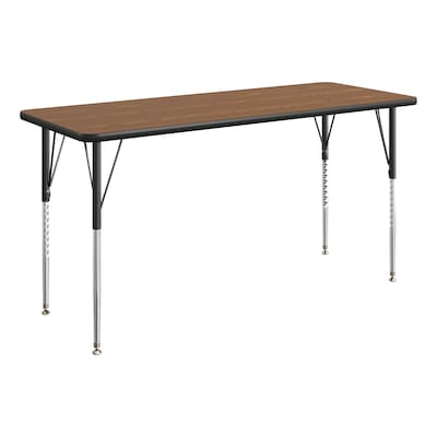 Flash Furniture Wren Rectangular Activity Table, 60 x 24, Height Adjustable, Oak Top/Black Frame (XUA2460RECOATA)