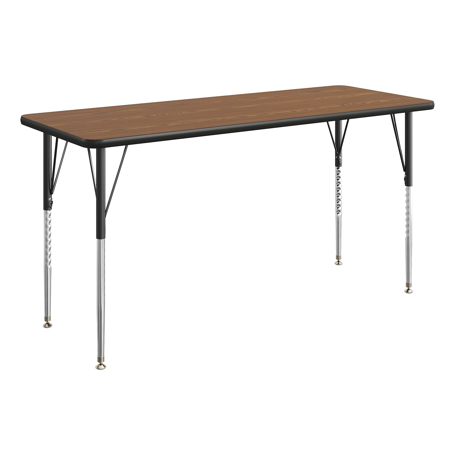 Flash Furniture Wren Rectangular Activity Table, 60 x 24, Height Adjustable, Oak Top/Black Frame (XUA2460RECOATA)
