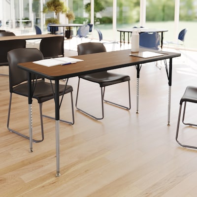 Flash Furniture Wren Rectangular Activity Table, 60 x 24, Height Adjustable, Oak Top/Black Frame (XUA2460RECOATA)
