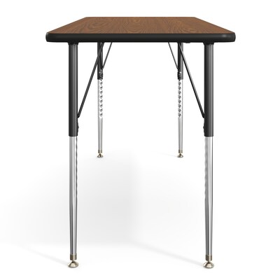 Flash Furniture Wren Rectangular Activity Table, 60" x 24", Height Adjustable, Oak Top/Black Frame (XUA2460RECOATA)