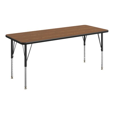 Flash Furniture Wren Rectangular Activity Table, 60 x 24, Height Adjustable, Oak Top/Black Frame (XUA2460RECOATP)