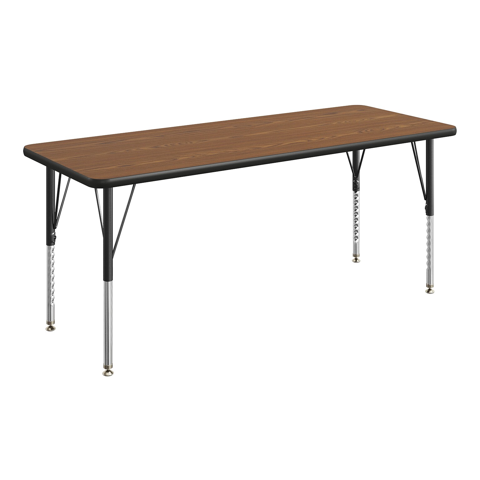 Flash Furniture Wren Rectangular Activity Table, 60 x 24, Height Adjustable, Oak Top/Black Frame (XUA2460RECOATP)