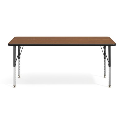 Flash Furniture Wren Rectangular Activity Table, 60" x 24", Height Adjustable, Oak Top/Black Frame (XUA2460RECOATP)