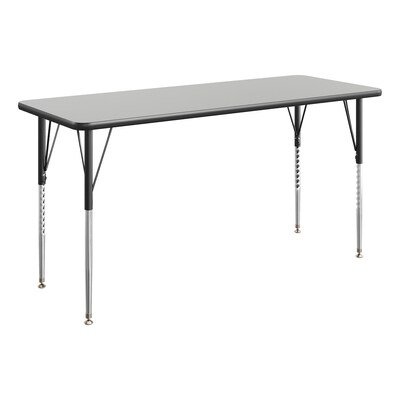 Flash Furniture Wren Rectangular Activity Table, 60 x 24, Height Adjustable, Grey Top/Black Frame (XUA2460RECGRTA)