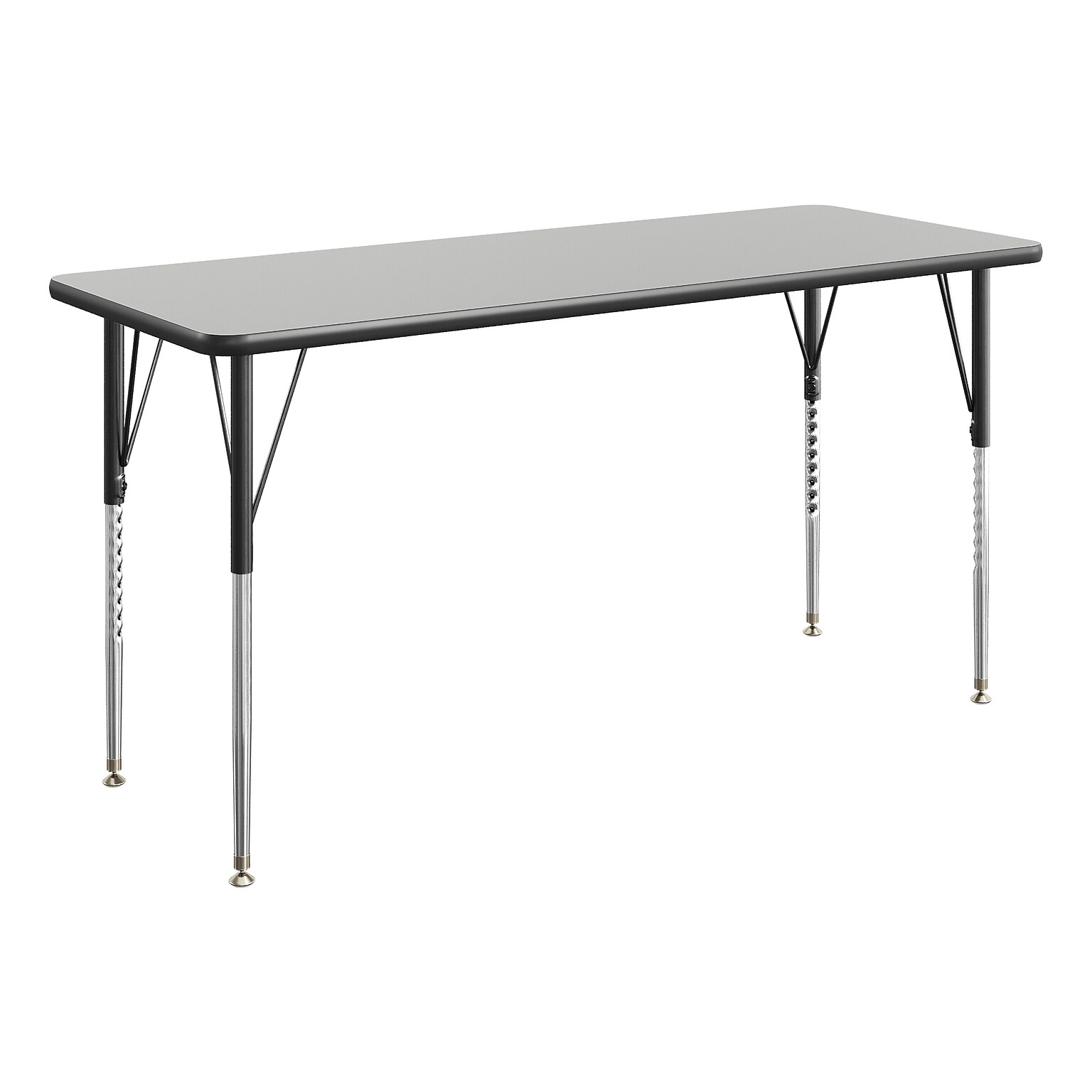 Flash Furniture Wren Rectangular Activity Table, 60 x 24, Height Adjustable, Grey Top/Black Frame (XUA2460RECGRTA)