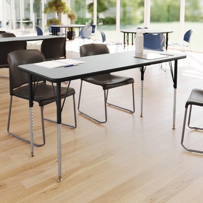 Flash Furniture Wren Rectangular Activity Table, 60 x 24, Height Adjustable, Grey Top/Black Frame (XUA2460RECGRTA)
