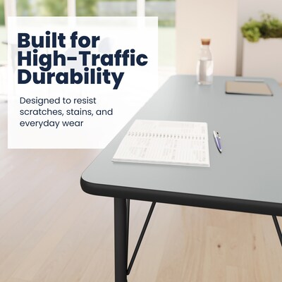 Flash Furniture Wren Rectangular Activity Table, 60" x 24", Height Adjustable, Grey Top/Black Frame (XUA2460RECGRTA)