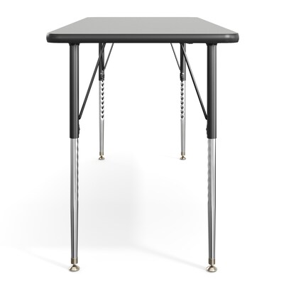 Flash Furniture Wren Rectangular Activity Table, 60" x 24", Height Adjustable, Grey Top/Black Frame (XUA2460RECGRTA)