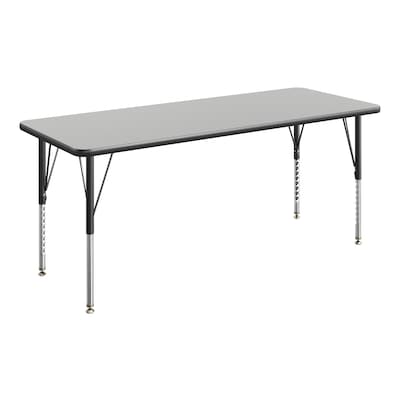 Flash Furniture Wren Rectangular Activity Table, 60 x 24, Height Adjustable, Grey Top/Black Frame (XUA2460RECGRTP)