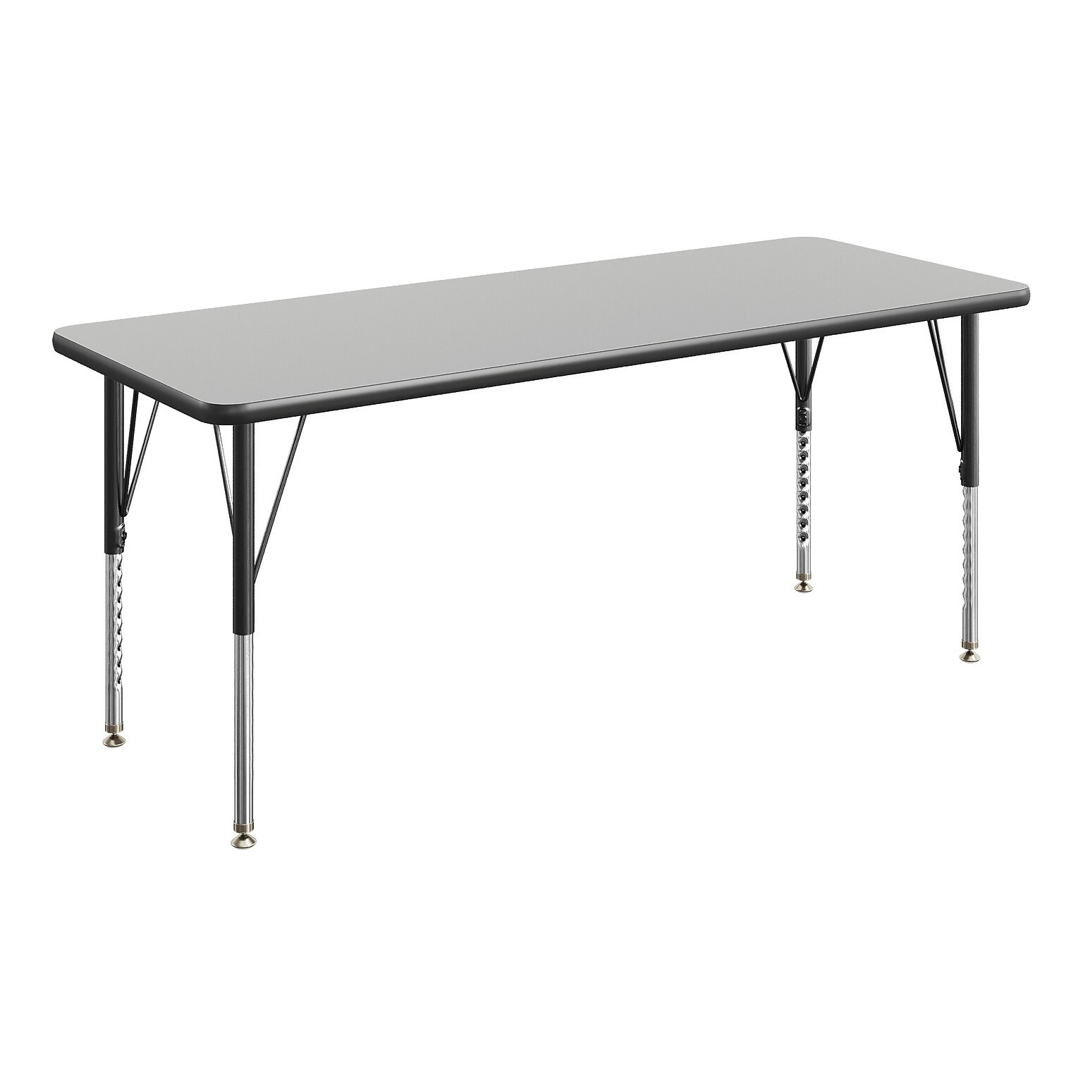 Flash Furniture Wren Rectangular Activity Table, 60 x 24, Height Adjustable, Grey Top/Black Frame (XUA2460RECGRTP)