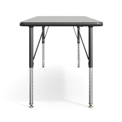 Flash Furniture Wren Rectangular Activity Table, 60" x 24", Height Adjustable, Grey Top/Black Frame (XUA2460RECGRTP)