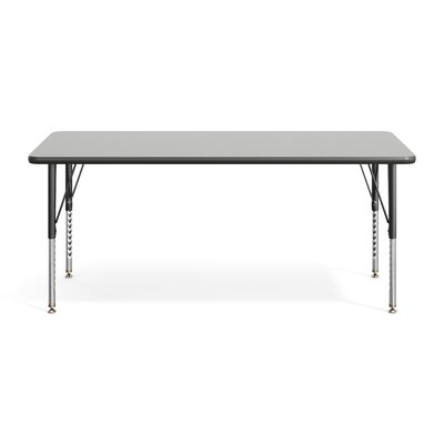 Flash Furniture Wren Rectangular Activity Table, 60" x 24", Height Adjustable, Grey Top/Black Frame (XUA2460RECGRTP)