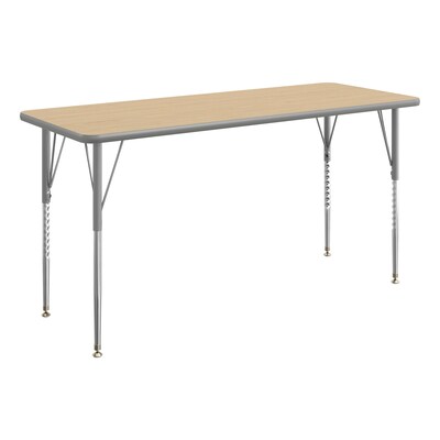 Flash Furniture Wren Rectangular Activity Table, 60 x 24, Height Adjustable, Light Natural Top/Silver Frame (XUA2460RECLNTA)