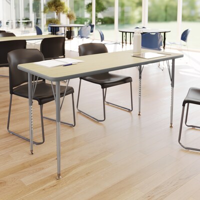 Flash Furniture Wren Rectangular Activity Table, 60 x 24, Height Adjustable, Light Natural Top/Silver Frame (XUA2460RECLNTA)