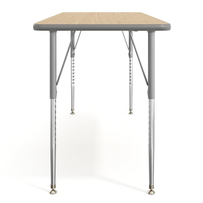 Flash Furniture Wren Rectangular Activity Table, 60" x 24", Height Adjustable, Light Natural Top/Silver Frame (XUA2460RECLNTA)