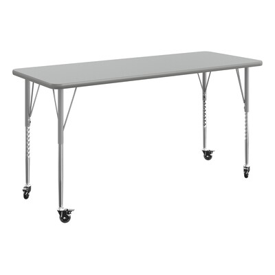 Flash Furniture Wren Rectangular Activity Table, 60 x 24, Height Adjustable, Gray Top/Silver Frame (XUA2460RECGYTAC)