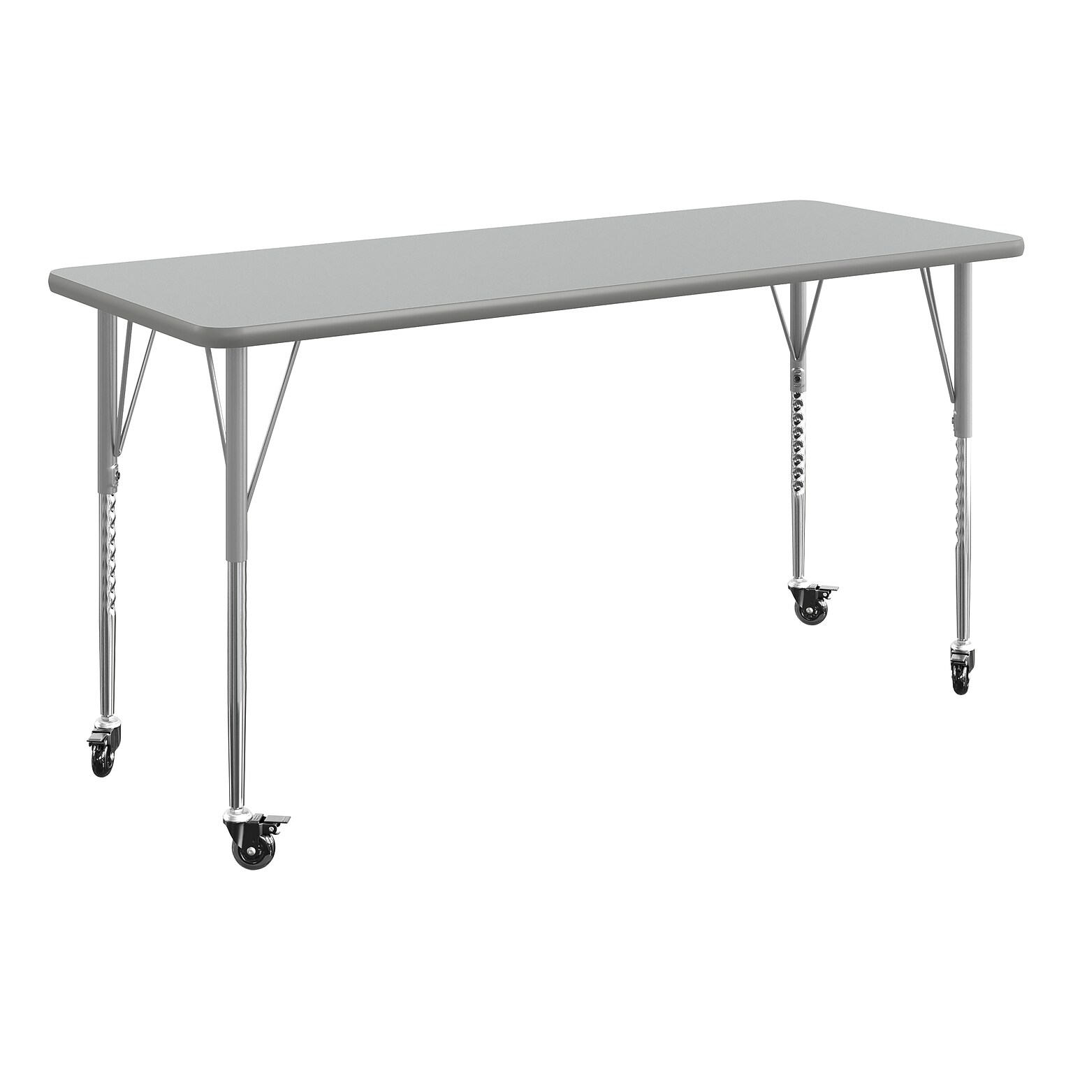 Flash Furniture Wren Rectangular Activity Table, 60 x 24, Height Adjustable, Gray Top/Silver Frame (XUA2460RECGYTAC)