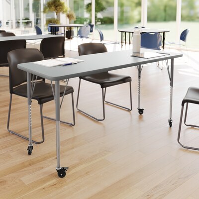 Flash Furniture Wren Rectangular Activity Table, 60 x 24, Height Adjustable, Gray Top/Silver Frame (XUA2460RECGYTAC)