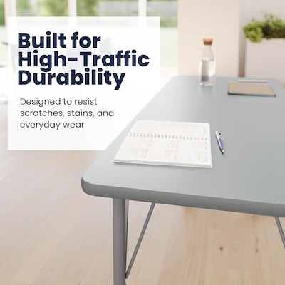 Flash Furniture Wren Rectangular Activity Table, 60" x 24", Height Adjustable, Gray Top/Silver Frame (XUA2460RECGYTAC)