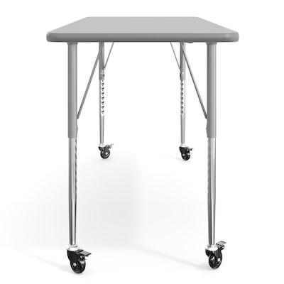 Flash Furniture Wren Rectangular Activity Table, 60" x 24", Height Adjustable, Gray Top/Silver Frame (XUA2460RECGYTAC)