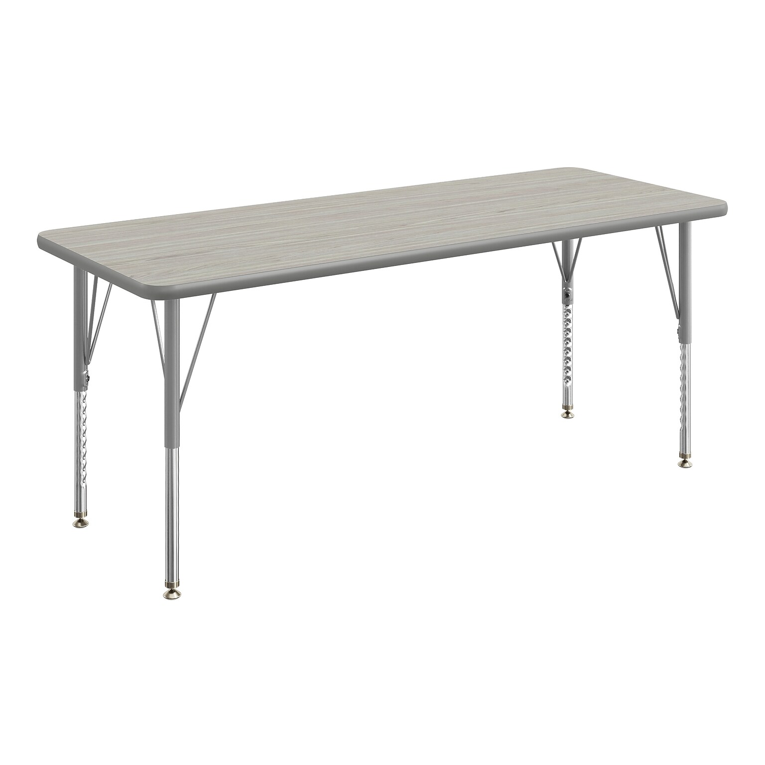 Flash Furniture Wren Rectangular Activity Table, 60 x 24, Height Adjustable, Light Gray Top/Silver Frame (XUA2460RECLGTP)