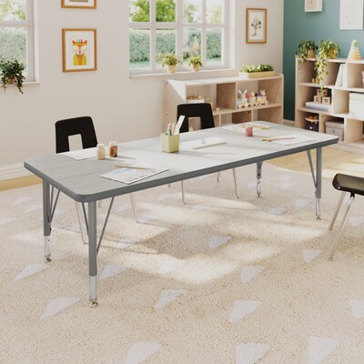 Flash Furniture Wren Rectangular Activity Table, 60 x 24, Height Adjustable, Light Gray Top/Silver Frame (XUA2460RECLGTP)