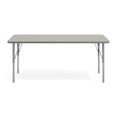 Flash Furniture Wren Rectangular Activity Table, 60" x 24", Height Adjustable, Light Gray Top/Silver Frame (XUA2460RECLGTP)