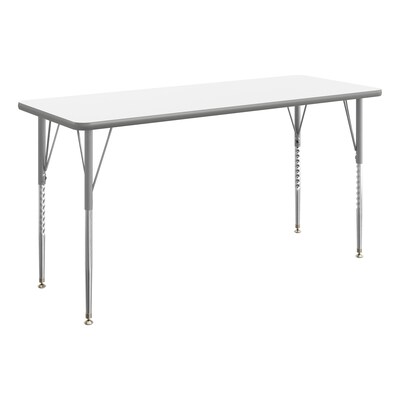 Flash Furniture Wren Rectangular Activity Table, 60 x 24, Height Adjustable, White Top/Silver Frame (XUA2460RECWHTA)