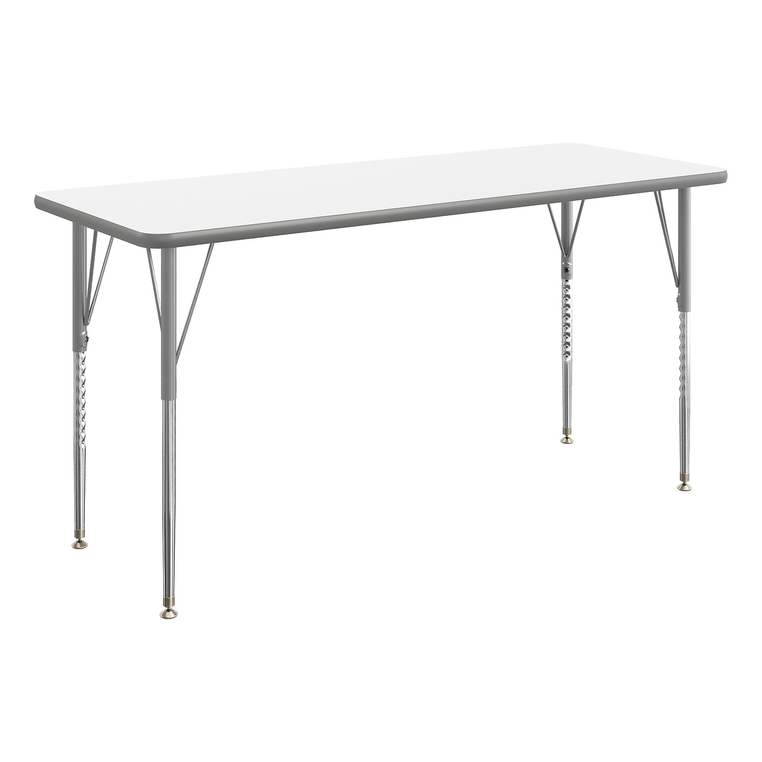 Flash Furniture Wren Rectangular Activity Table, 60 x 24, Height Adjustable, White Top/Silver Frame (XUA2460RECWHTA)