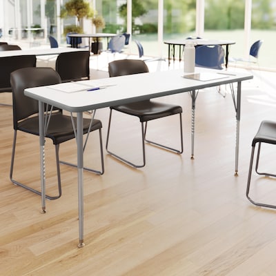 Flash Furniture Wren Rectangular Activity Table, 60 x 24, Height Adjustable, White Top/Silver Frame (XUA2460RECWHTA)