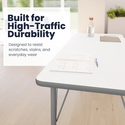 Flash Furniture Wren Rectangular Activity Table, 60" x 24", Height Adjustable, White Top/Silver Frame (XUA2460RECWHTA)