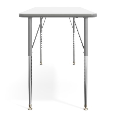 Flash Furniture Wren Rectangular Activity Table, 60" x 24", Height Adjustable, White Top/Silver Frame (XUA2460RECWHTA)