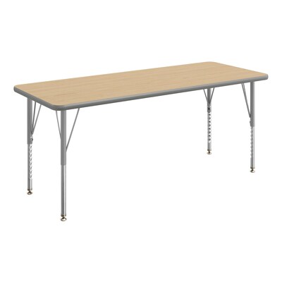 Flash Furniture Wren Rectangular Activity Table, 60 x 24, Height Adjustable, Light Natural Top/Silver Frame (XUA2460RECLNTP)