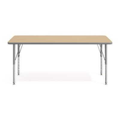 Flash Furniture Wren Rectangular Activity Table, 60" x 24", Height Adjustable, Light Natural Top/Silver Frame (XUA2460RECLNTP)